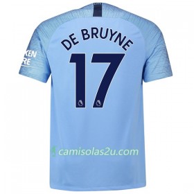 Camisolas de Futebol Manchester City De Bruyne 17 Equipamento Principal 2018/19 Manga Curta